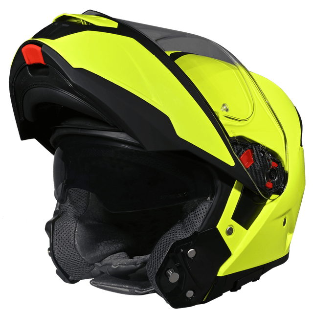 SMK Gullwing Safety yellow (neongul) klaphjelm med solvisir – billede 5