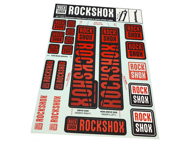 RockShox klistermærkesæt til SID/Reba/Recon m.fl., 30/32 mm, Oxy Red – billede 1