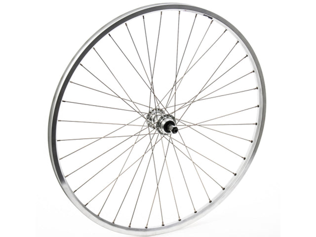 Connect baghjul 26" til fælgbremse, 7 gear skruekrans, 9x130 mm QR, sølv – billede 1